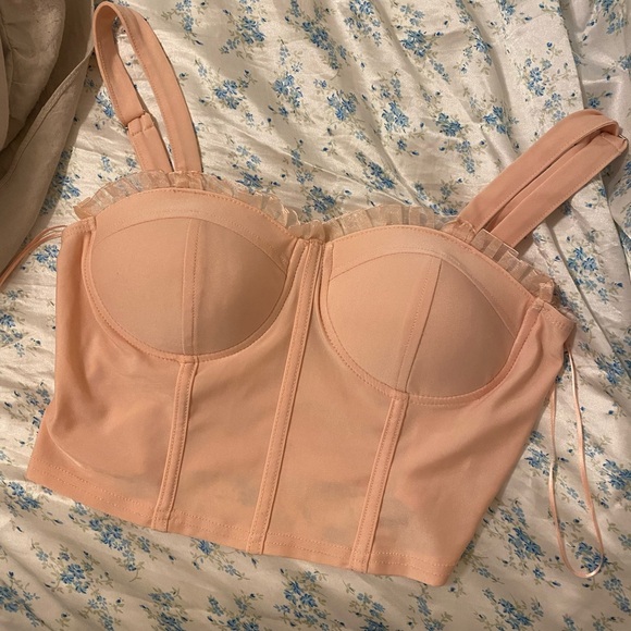 Peach Ruffle Bustier Top - Picture 2 of 2